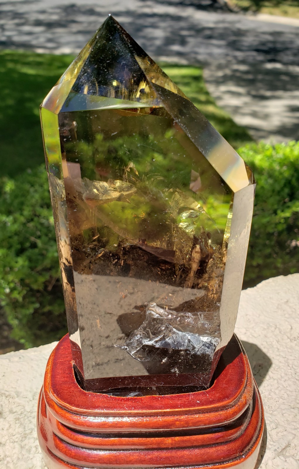 6.75″ Natural Smoky Citrine Quartz Crystal Semi-Polished Tower Obelisk WandPoint