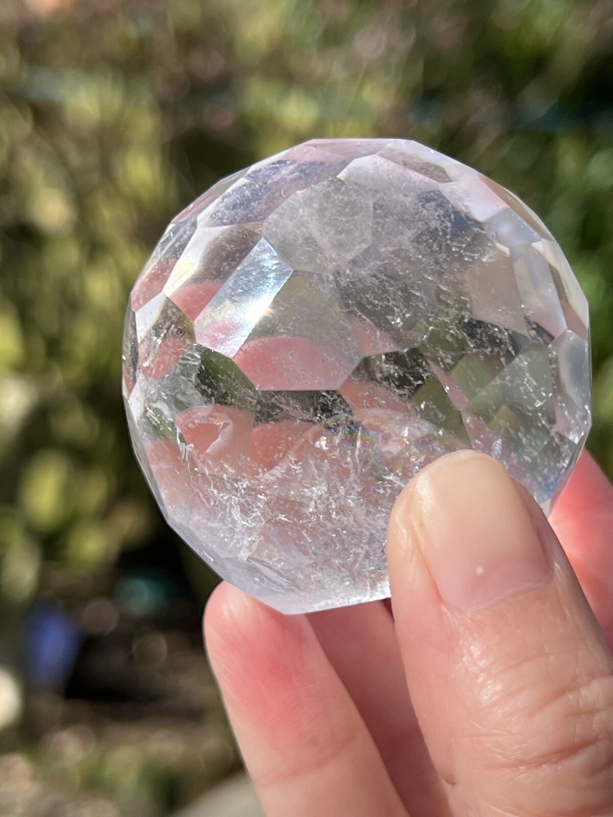 Clear Quartz Hand Faceted Large Crystal Ball AAA+ 48mm Diameter Freestanding 7