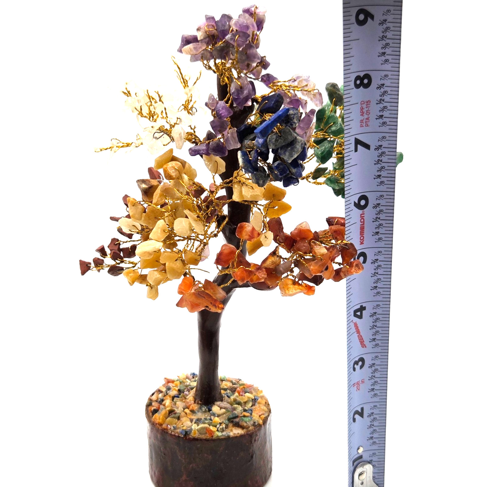 YATSKIA 7 Chakra Tree of Life Crystals and Healing Stones Gold Wire NEW in BOX