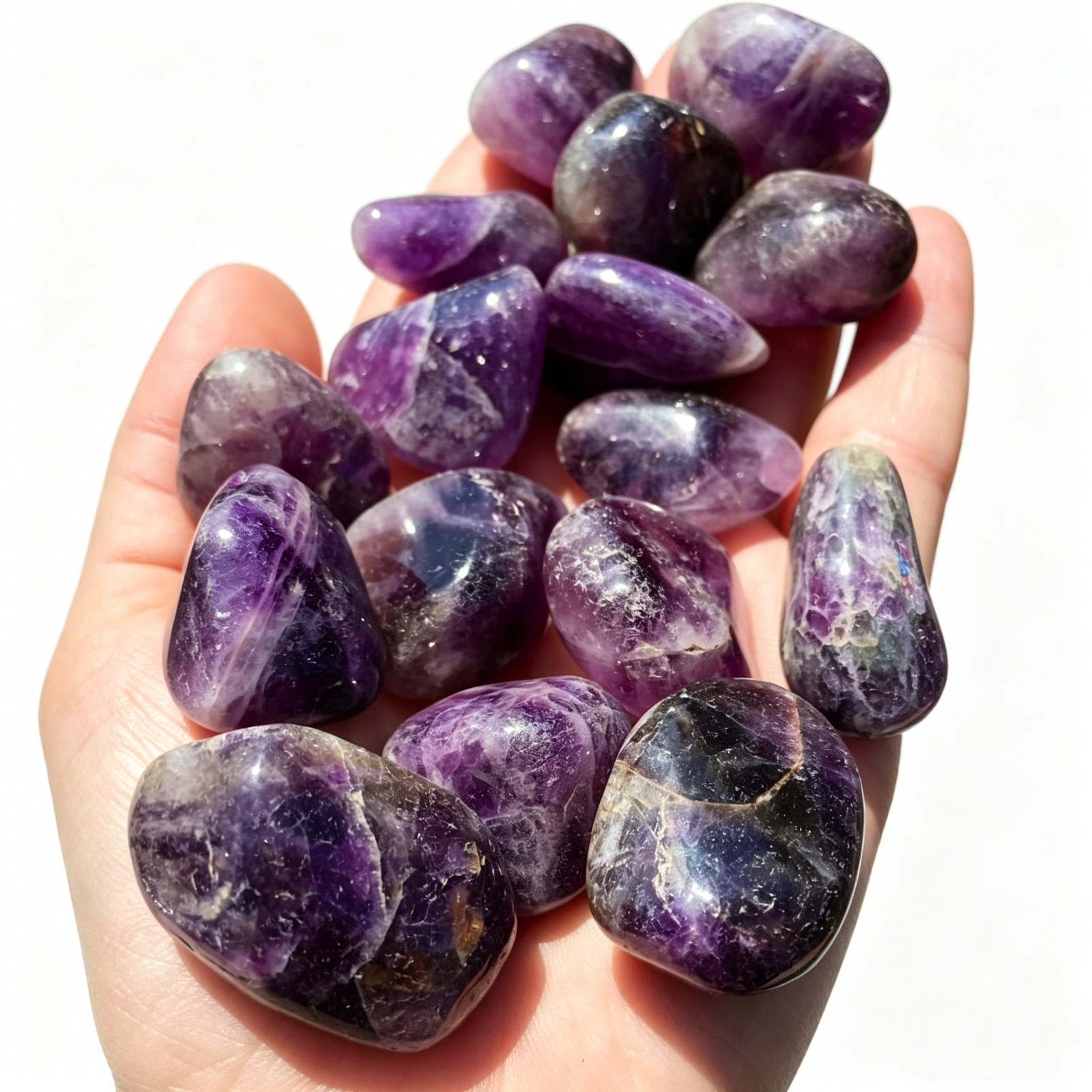 Natural Amethyst Rolled Stone Healing Crystal Reiki Chakra Meditation Gemston