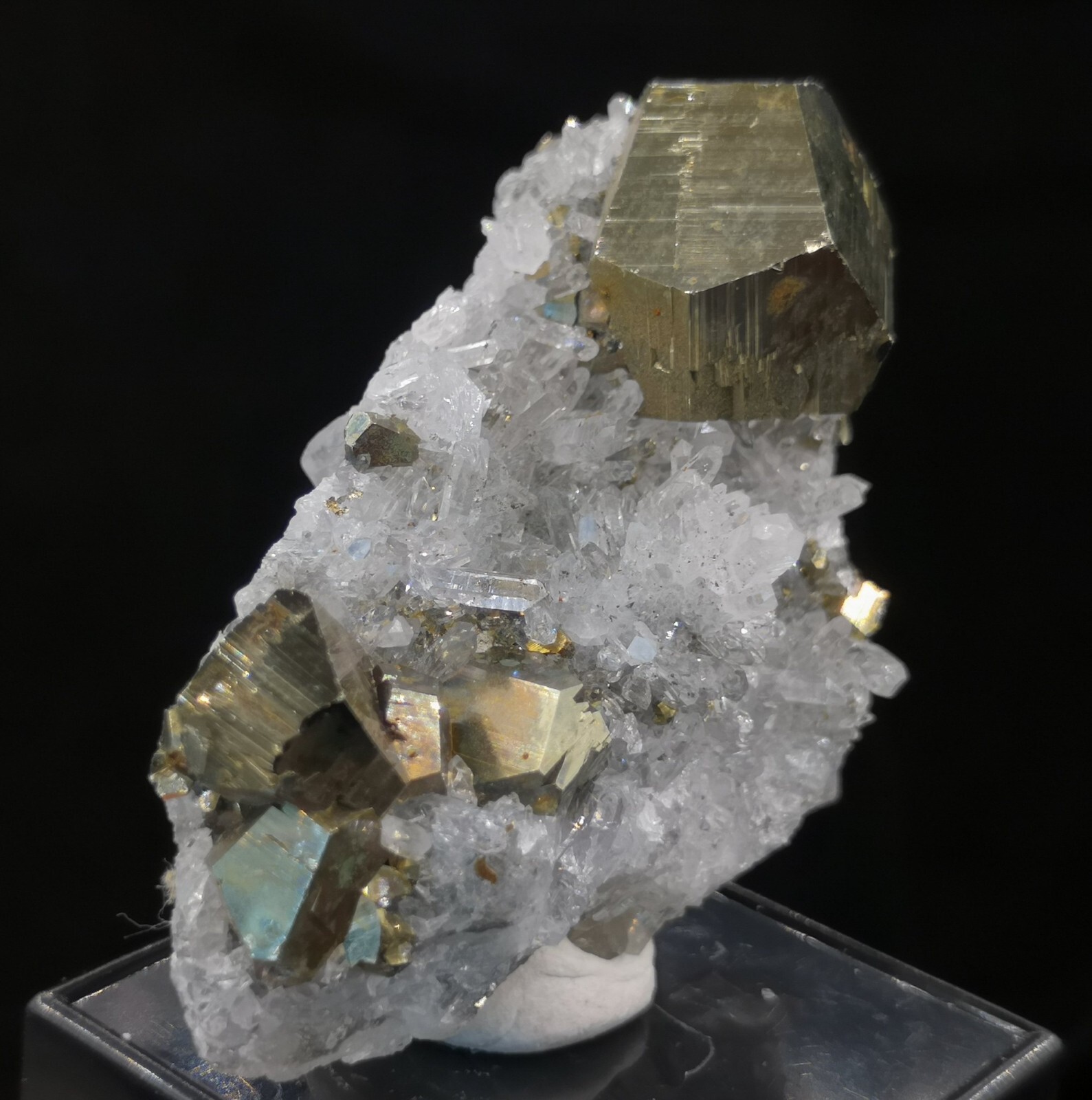 52mm 36g Bright Golden Pyrite with Quartz, Natural Mineral