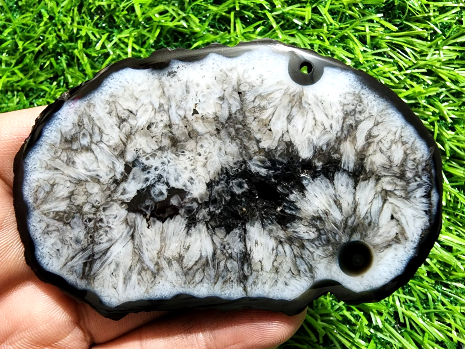 386ct Awesome Slice Agate Druzy, Polished Geode Slab Crystal for Jewelry Making