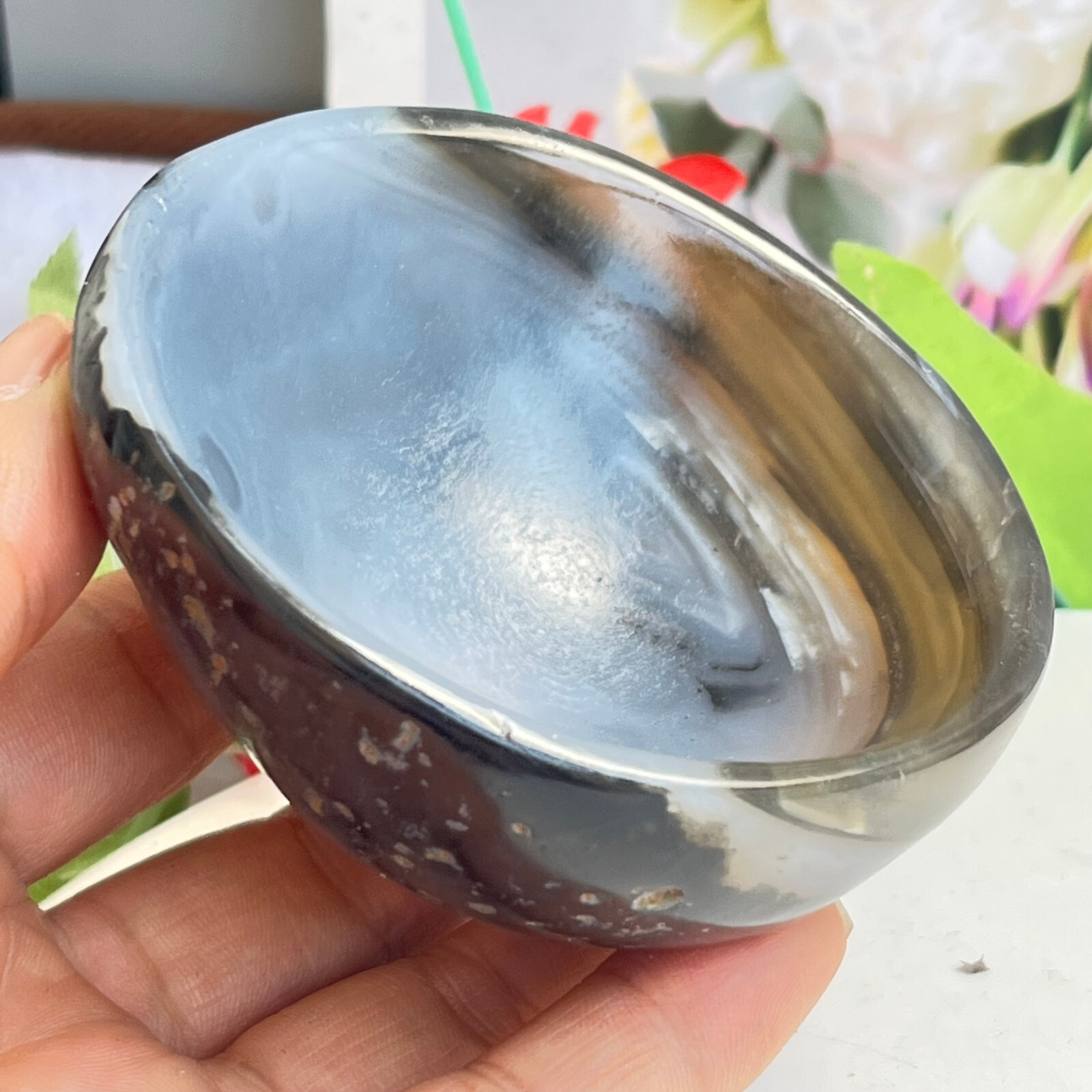 184 TOP Rare Natural Agate ashtray Polished Coin Dish Madagascar MD4