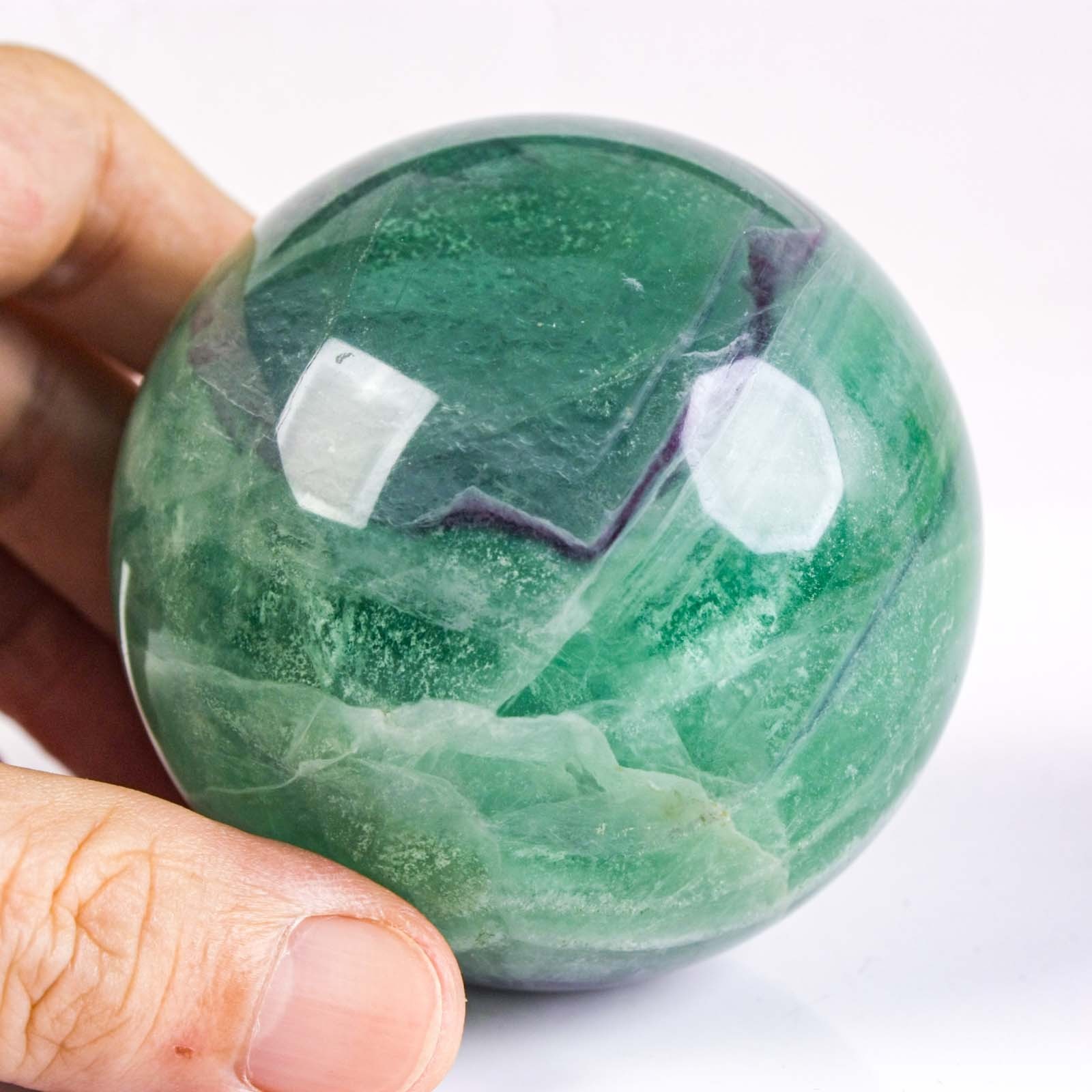 2.6″ 1.1LBS Rainbow Fluorite Sphere Crystal Ball Natural Banded Mineral Specimen