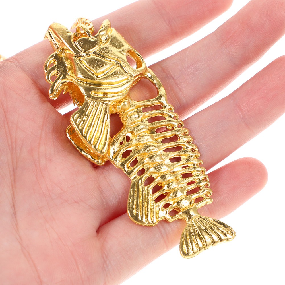 3Pcs Durable Alloy Fish Bone Necklace Fishing Hook Surfer Chain Assorted Colors