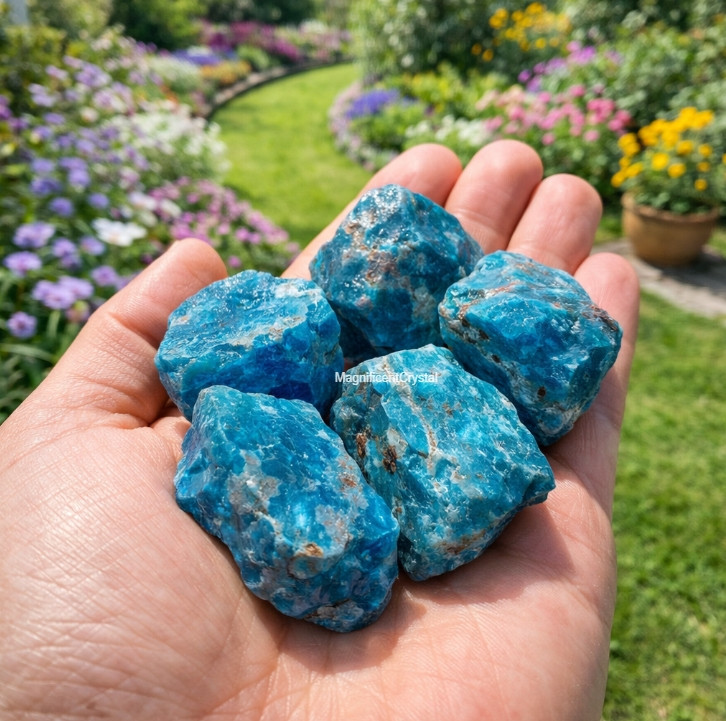 3PCS Raw Blue Apatite Stones Rough Rocks Healing Crystal Creativity Gemstones