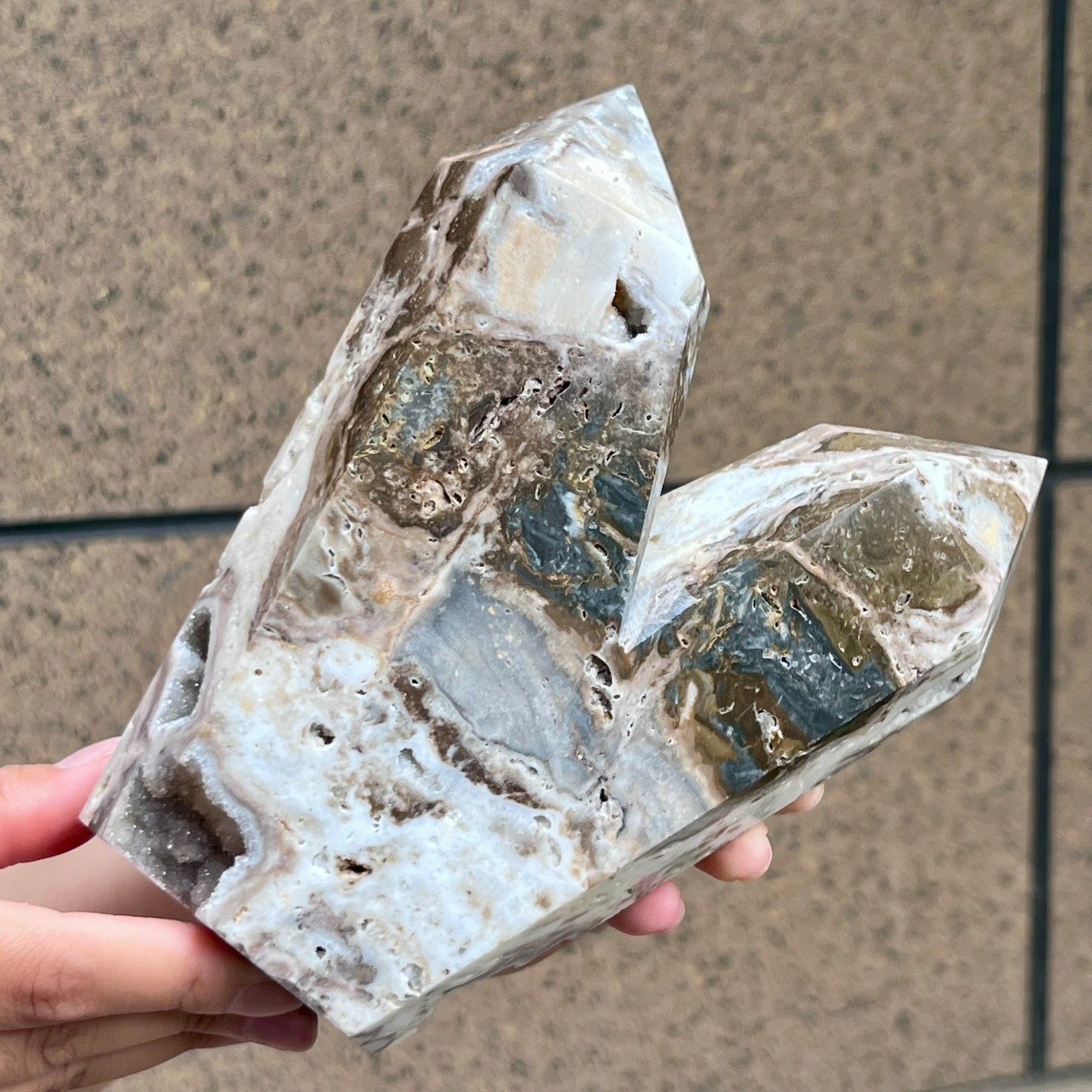 Dual-Tip Sphalerite Quartz Point Deep Energy Specimen Gift 3.14 lb