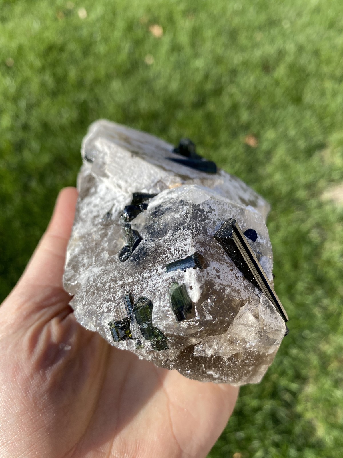 Natural Raw Green Tourmaline in Quartz Crystal from Brazil – 16