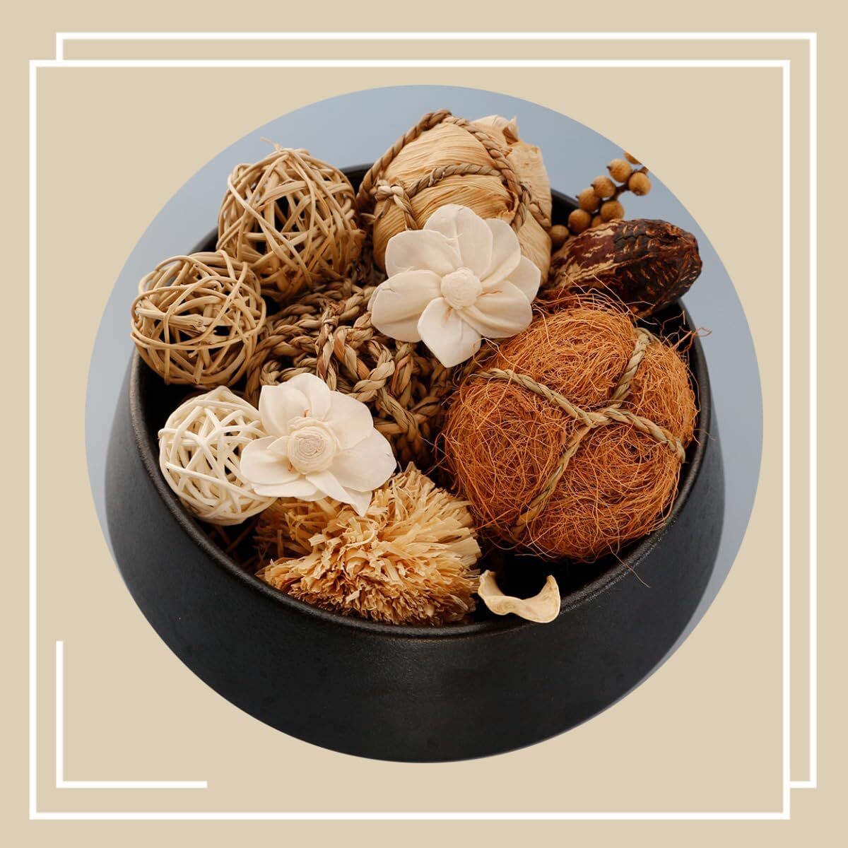 Qingbei Rina Wicker Rattan Balls Decorative, Brown Decorative for