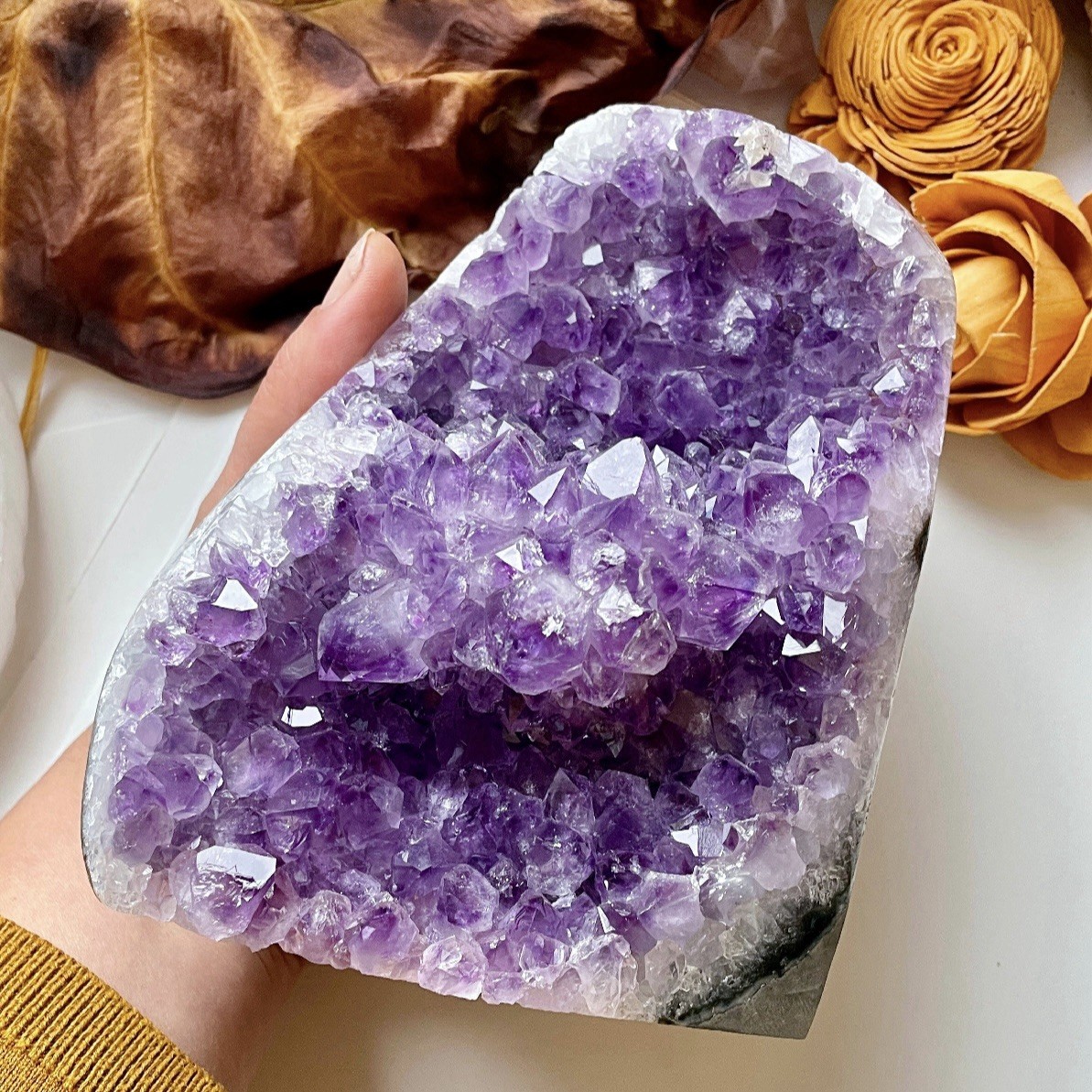 Natural Dark Purple Amethyst Druzy Geode Crystal Cluster Standing Specimen 4.5lb