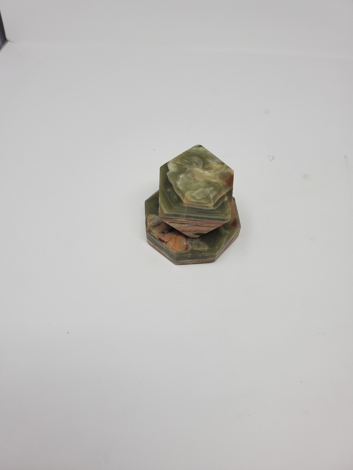 MULTICOLOUR Stone 14 Sided Paper Wieght And Stone Octagon Coaster 2 pc