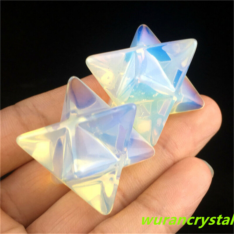 1pc AA++Carved Opalite Merkaba Star Quartz Crystal Pendant Reiki Healing