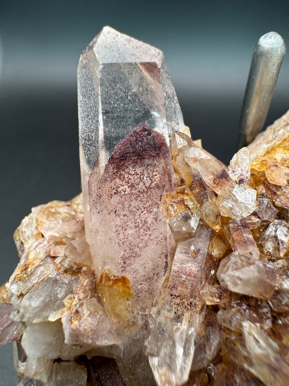 6788 Sunset Phantom Quartz Cluster with Nice Hematite Inclusions India 125g