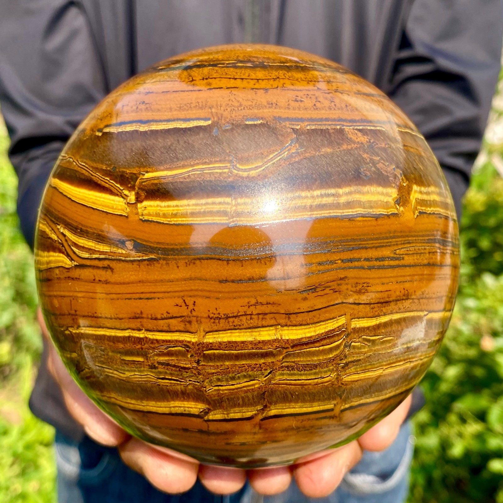 5.37LB Large Natural Tiger Eye Stone Crystal Ball Quartz Healing Sphere Décor