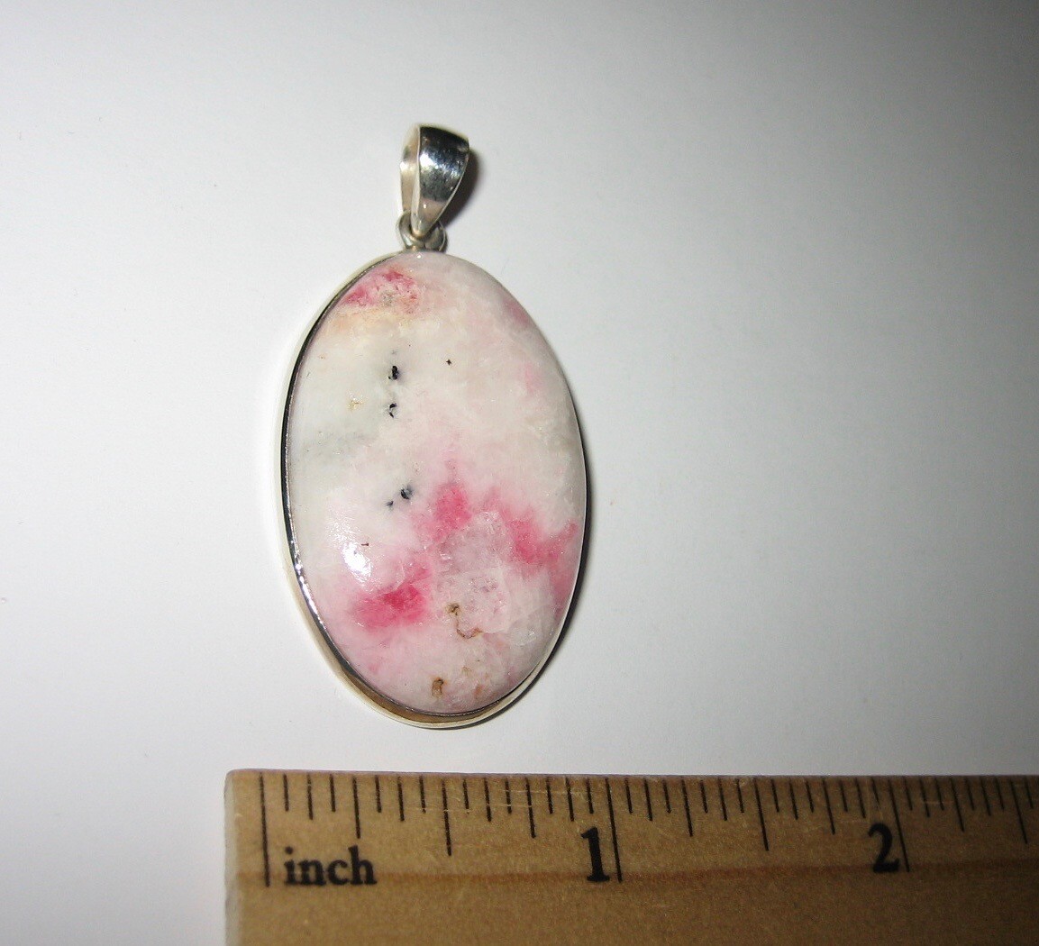 34x23mm RARE! POLISHED NATURAL TUGTUPITE STONE MINERAL SILVER PENDANT ~ 10.1g *A