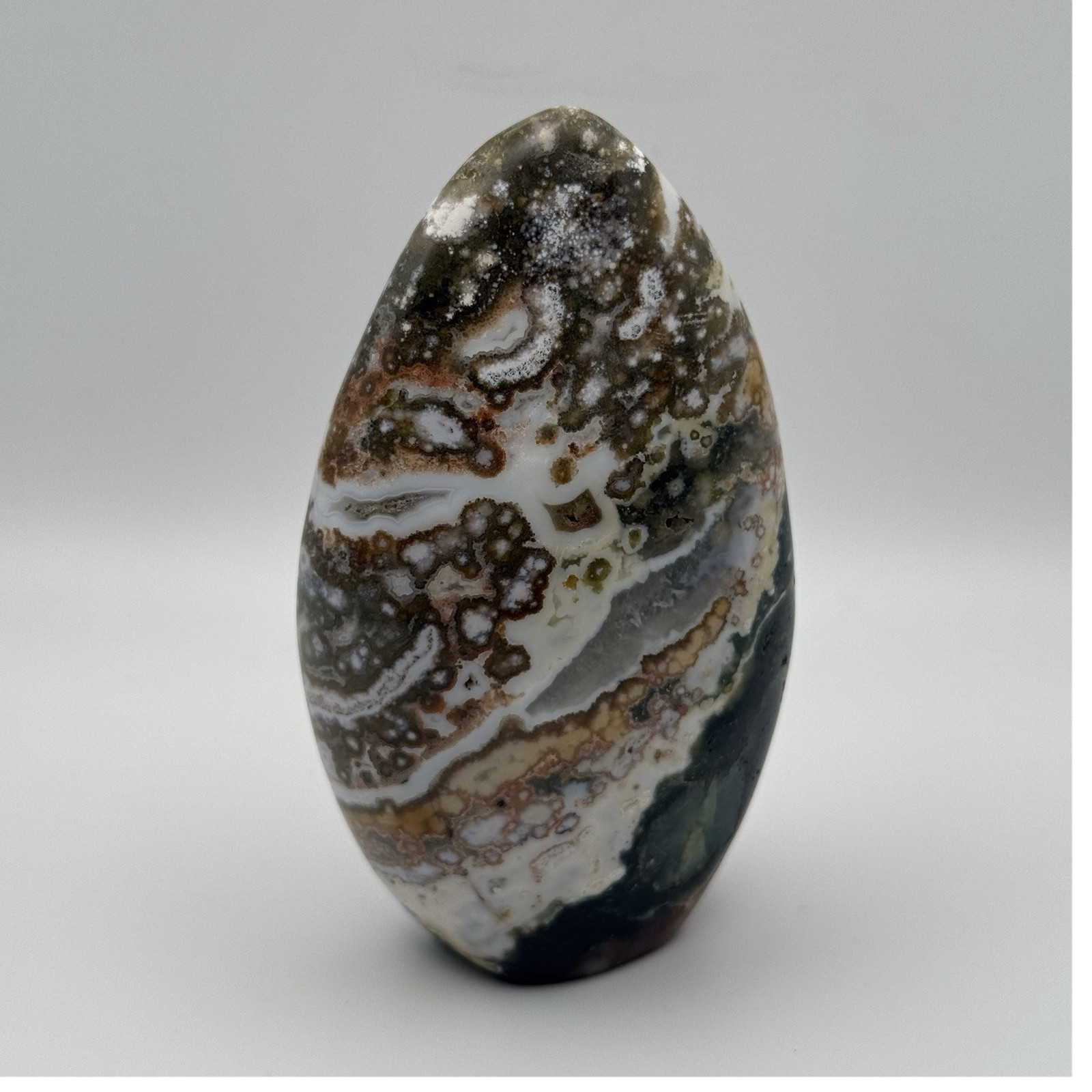 Polished Ocean Jasper Freeform, Multicolored, Self-standing, Approx 4″