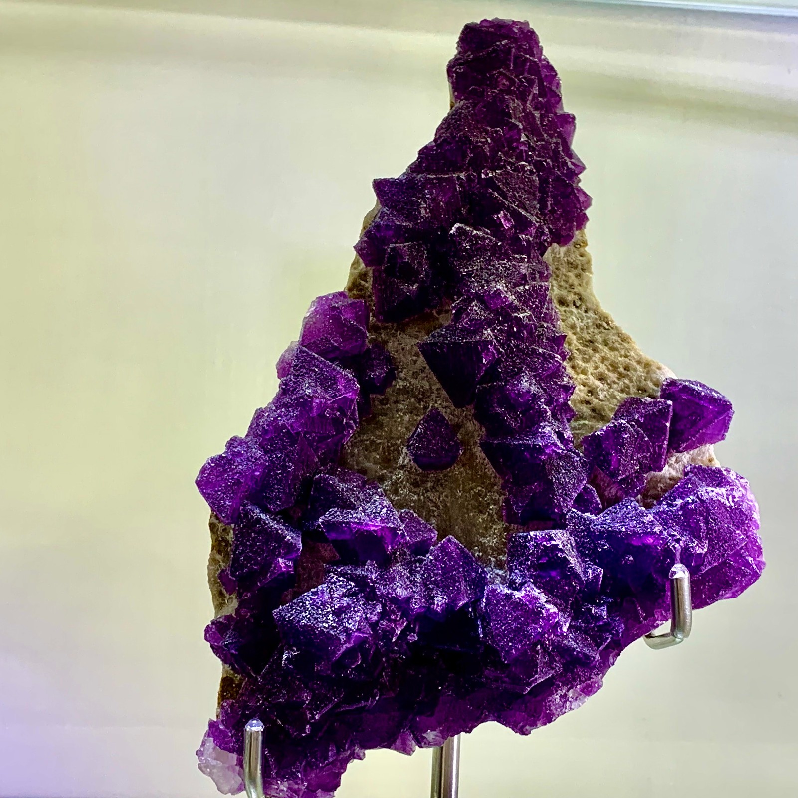 2.45LB Rare transparent purple-blue fluorite cube mineral crystal sample/China