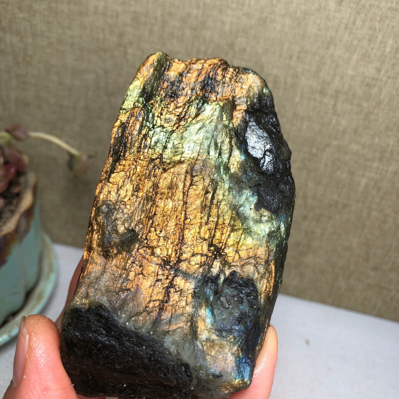 90mm Natural Labradorite Crystal gemstone rough original Specimen 213g A3440