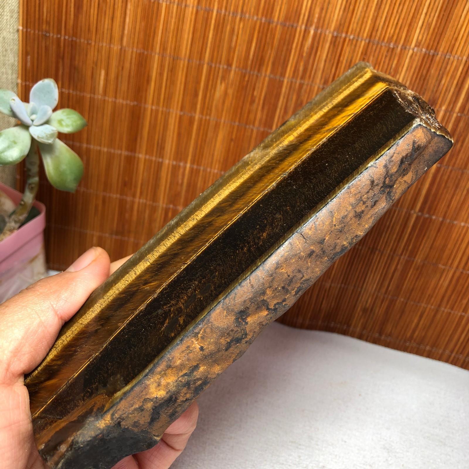 Natural Yellow Tiger Eye Crystal gemstone Polish Mineral Specimen 369g A2233