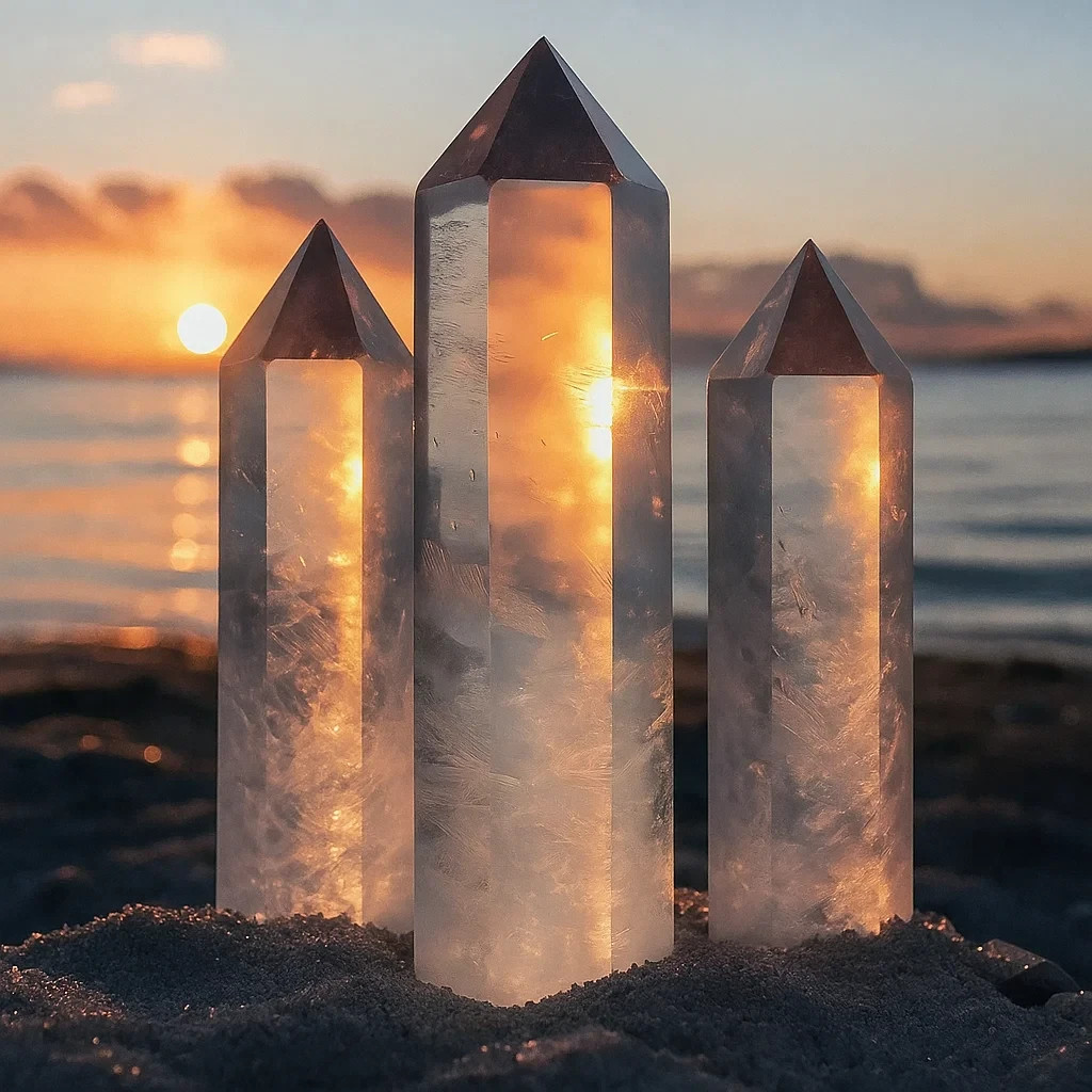 Natural Clear Quartz Tower Point White Quartz Crystal Healing Obelisk Home Decor
