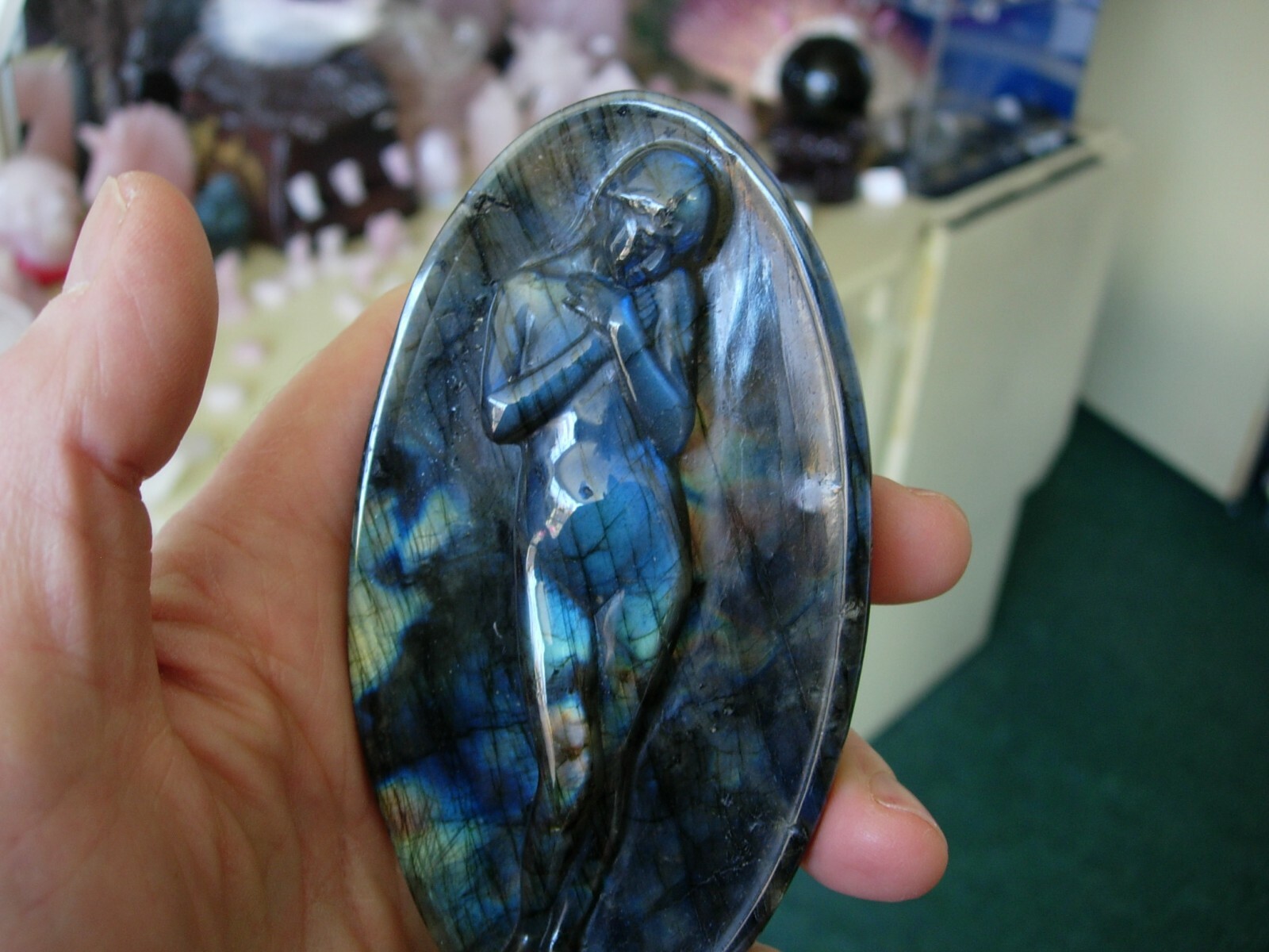 labradorite art deco style nude carving stunning flash
