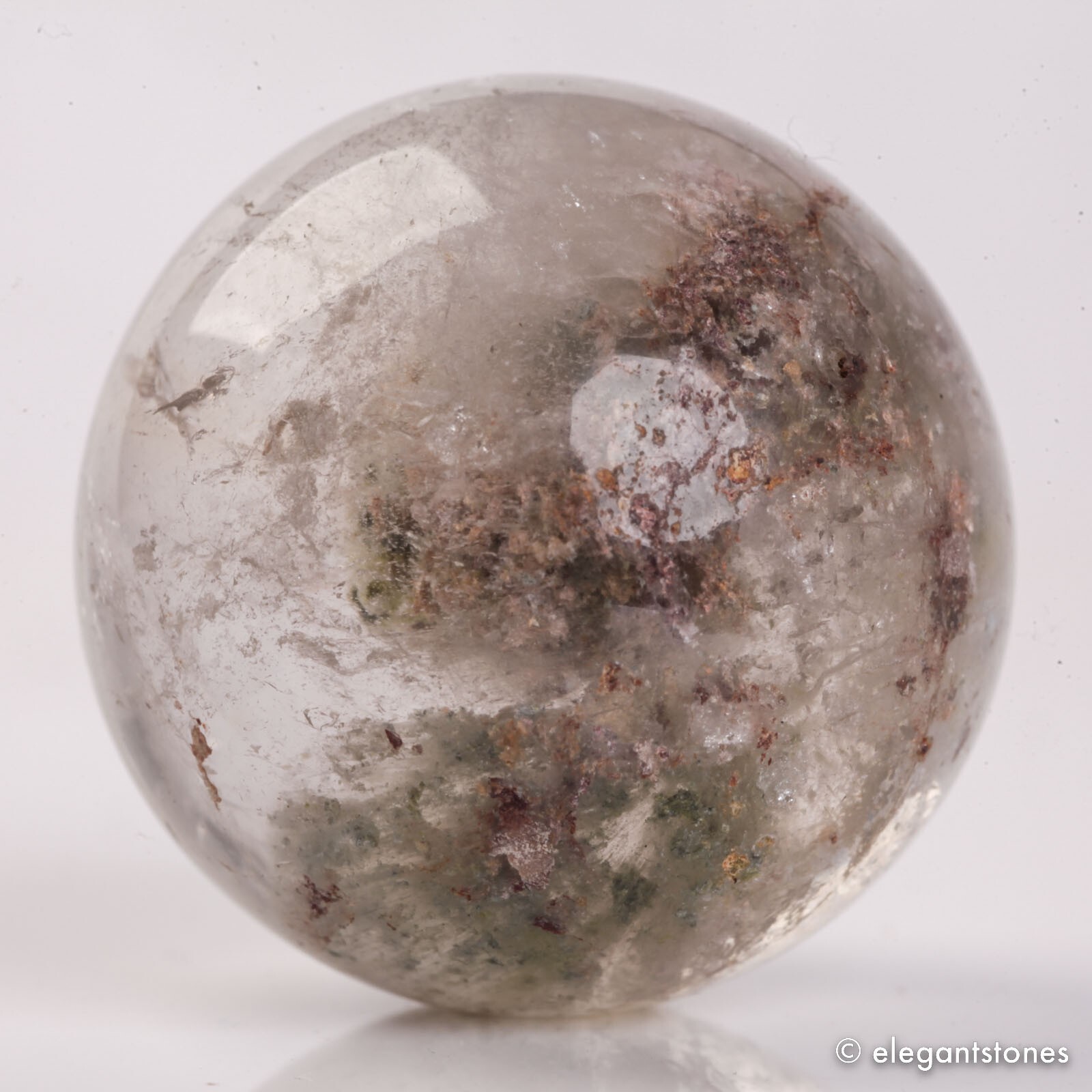 57g34mm Natural Garden/Phantom/Ghost/Lodolite Quartz Crystal Sphere Healing Ball