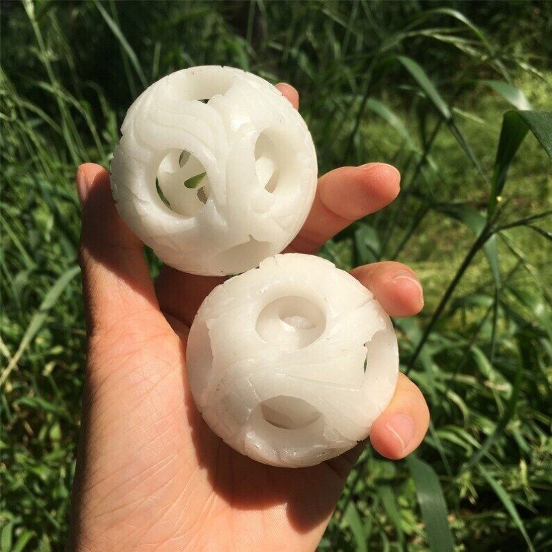 1PC 50mm+ White Jade Quartz Sphere Heal Collection Divination Prophecy 100g+