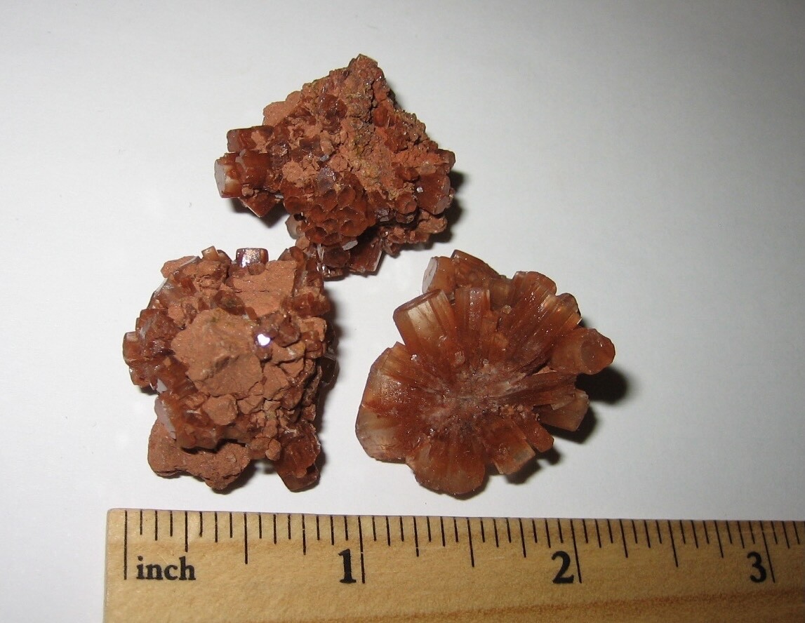 3 NATURAL ROUGH 1″- 1.1″ RED ARAGONITE CRYSTAL CLUSTERS FROM MOROCCO ~ 36.4g *1