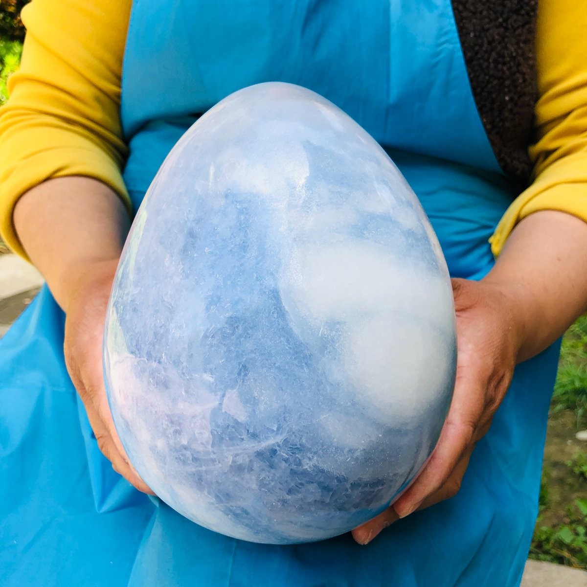 11.5LB Natural blue celestite POLISHED egg shape Quartz Crystal healing decor
