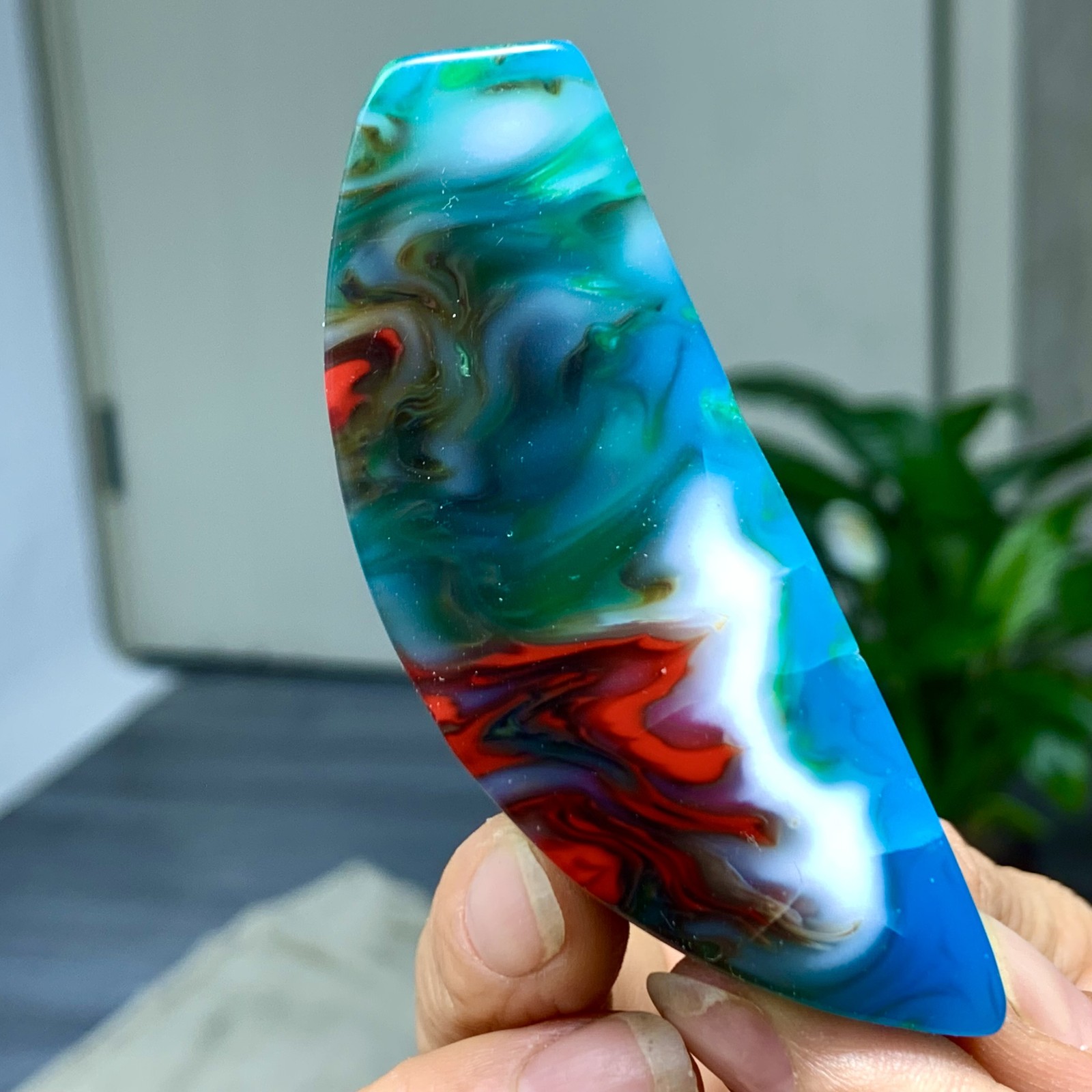 81G Natural NanHong Agate block multicolored Pattern Cabochon mineral Crystal