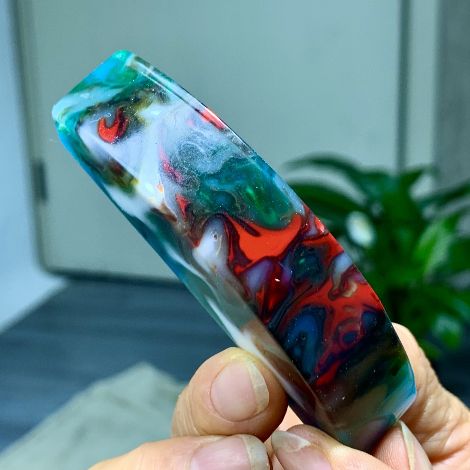 81G Natural NanHong Agate block multicolored Pattern Cabochon mineral Crystal