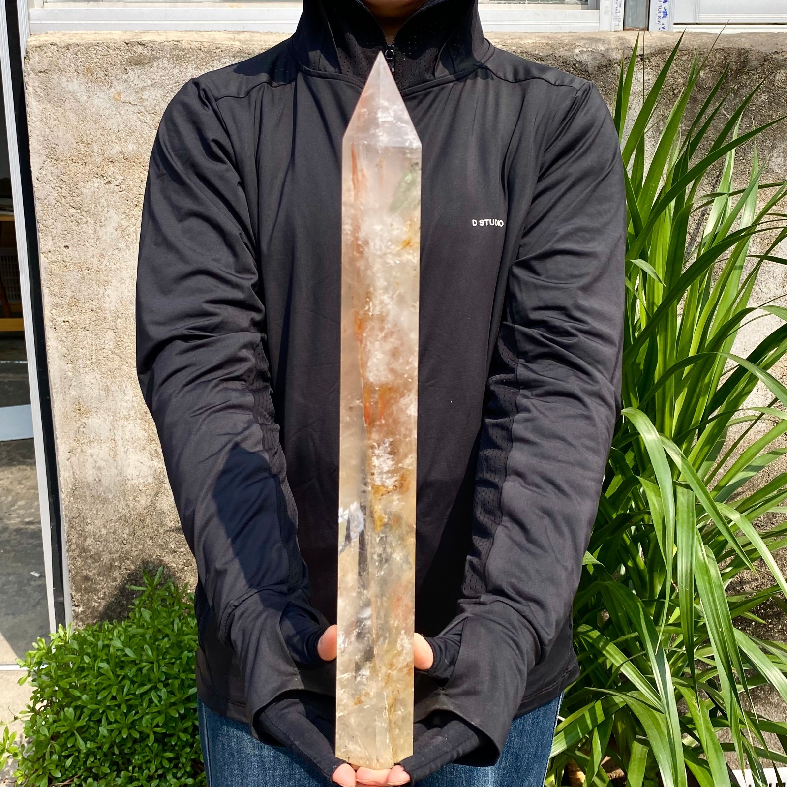 5.29LB Natural clear white crystal obelisk Crystal energy column Reiki healing