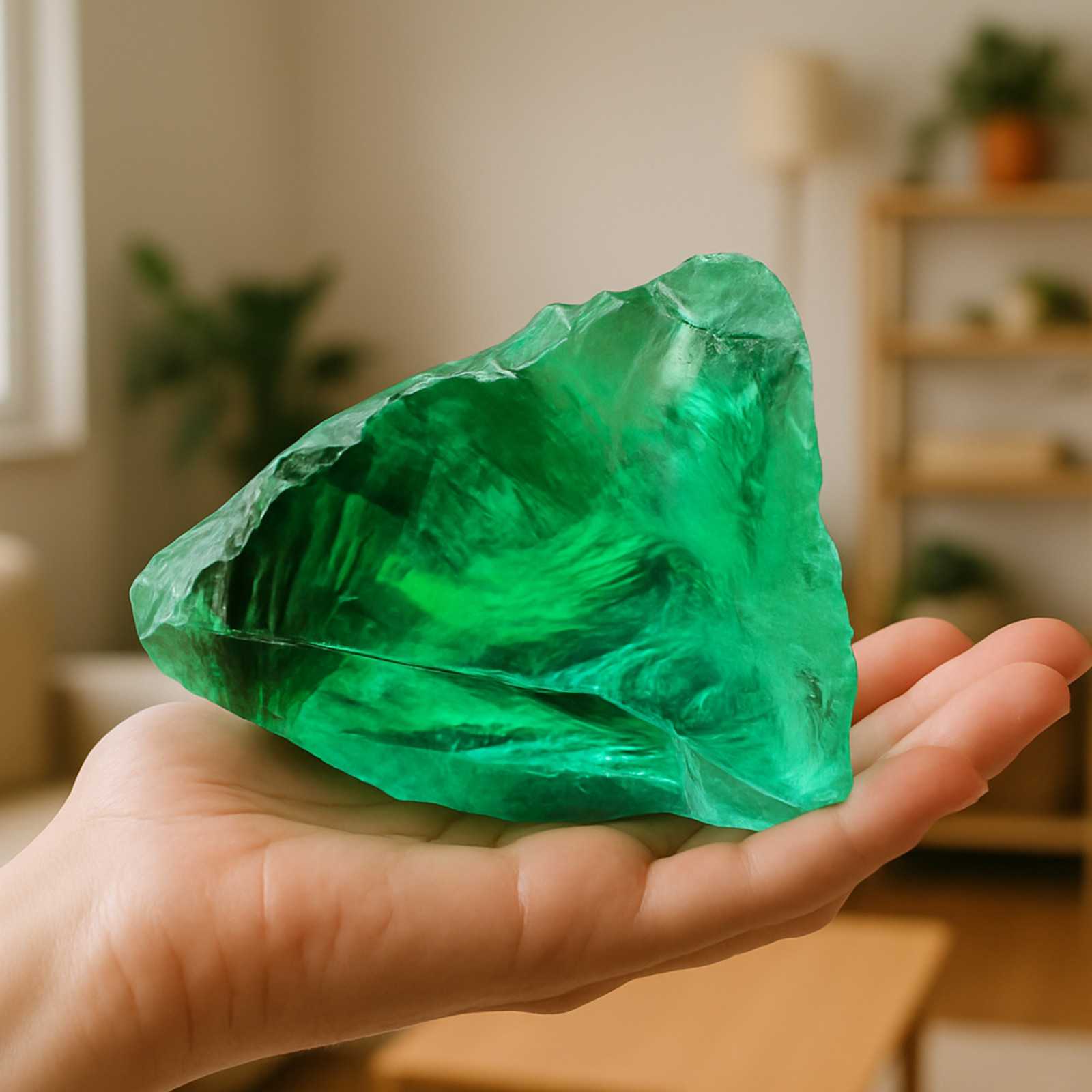 Premium Large Raw Green Obsidian Stone 1050-1200 CT– Crystal for Home Décor