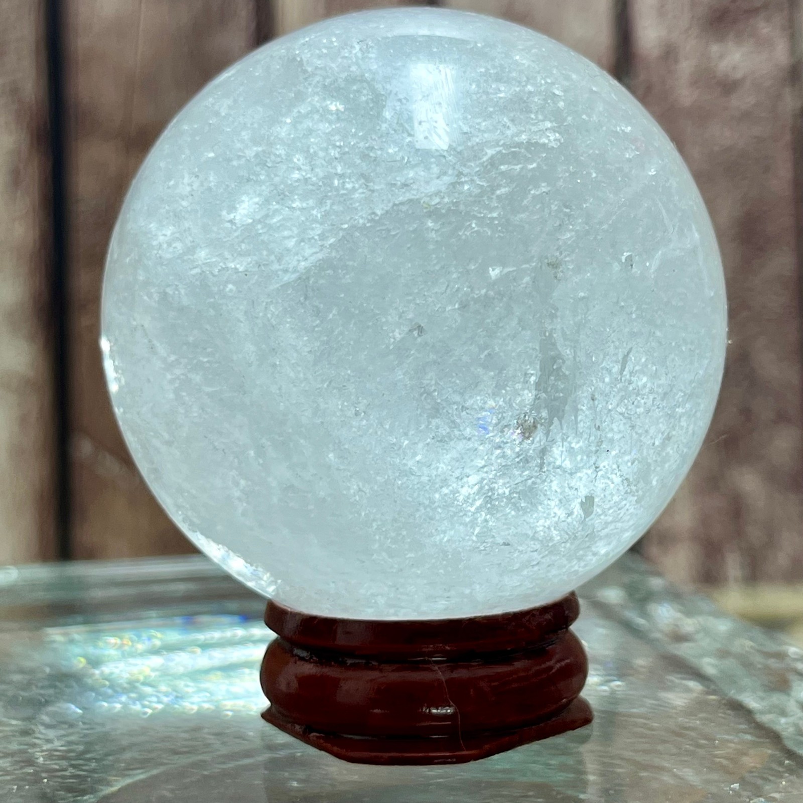 Genuine Clear Quartz Crystal Sphere Ball Polished Stone Feng Shui Wealth 228 g