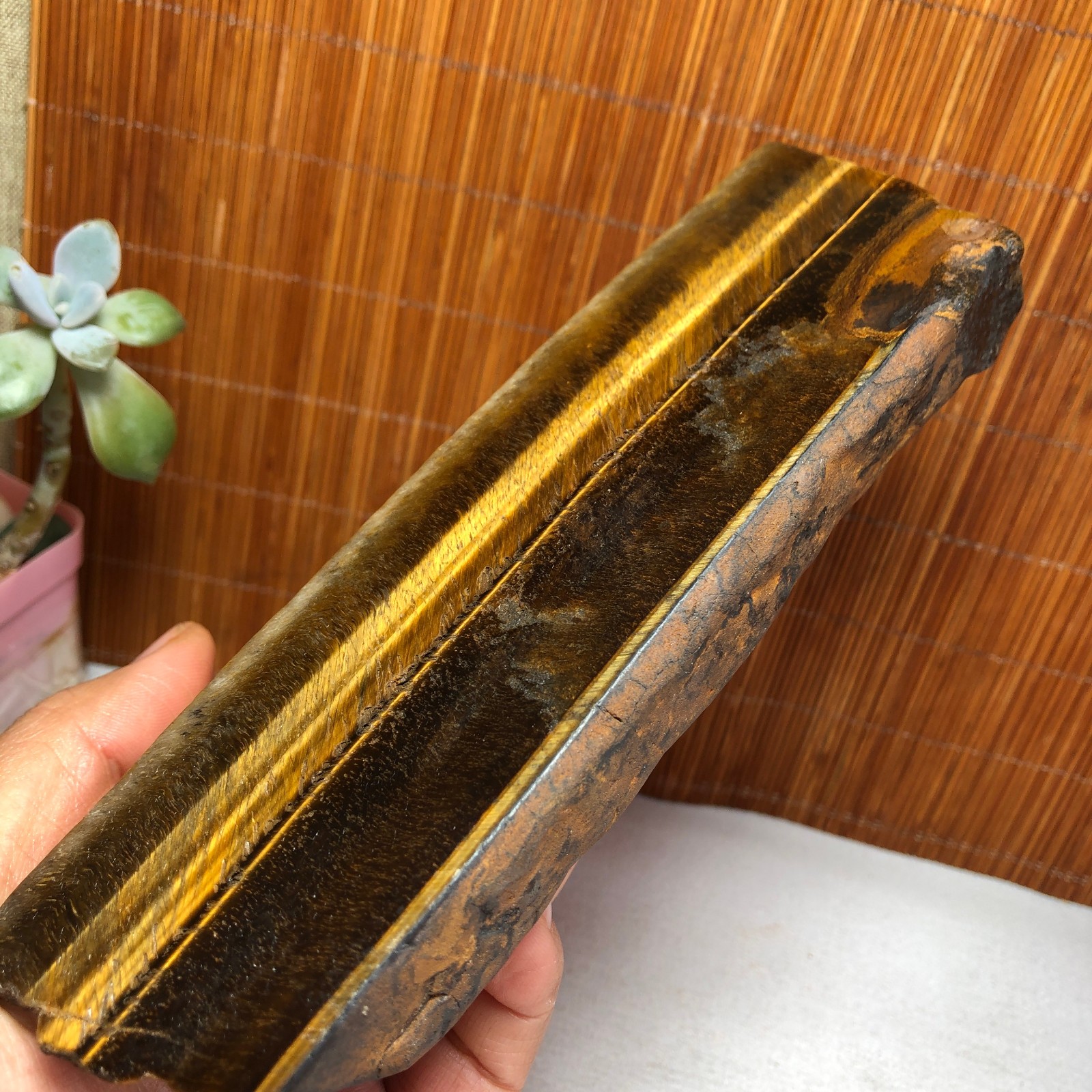 Natural Yellow Tiger Eye Crystal gemstone Polish Mineral Specimen 369g A2233