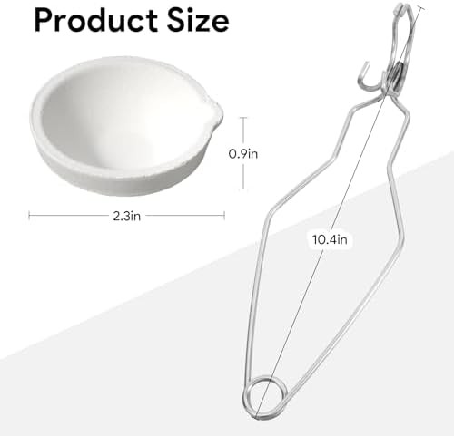 9 Pcs Crucibles for Melting Metal Kit, 6 Ceramic Quartz Crucibles, 3 Pcs Whipcli