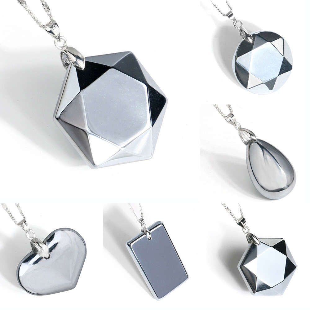 Natural Terahertz Crystal Energy Stone Pendant Necklace Carved Gemstone Healing