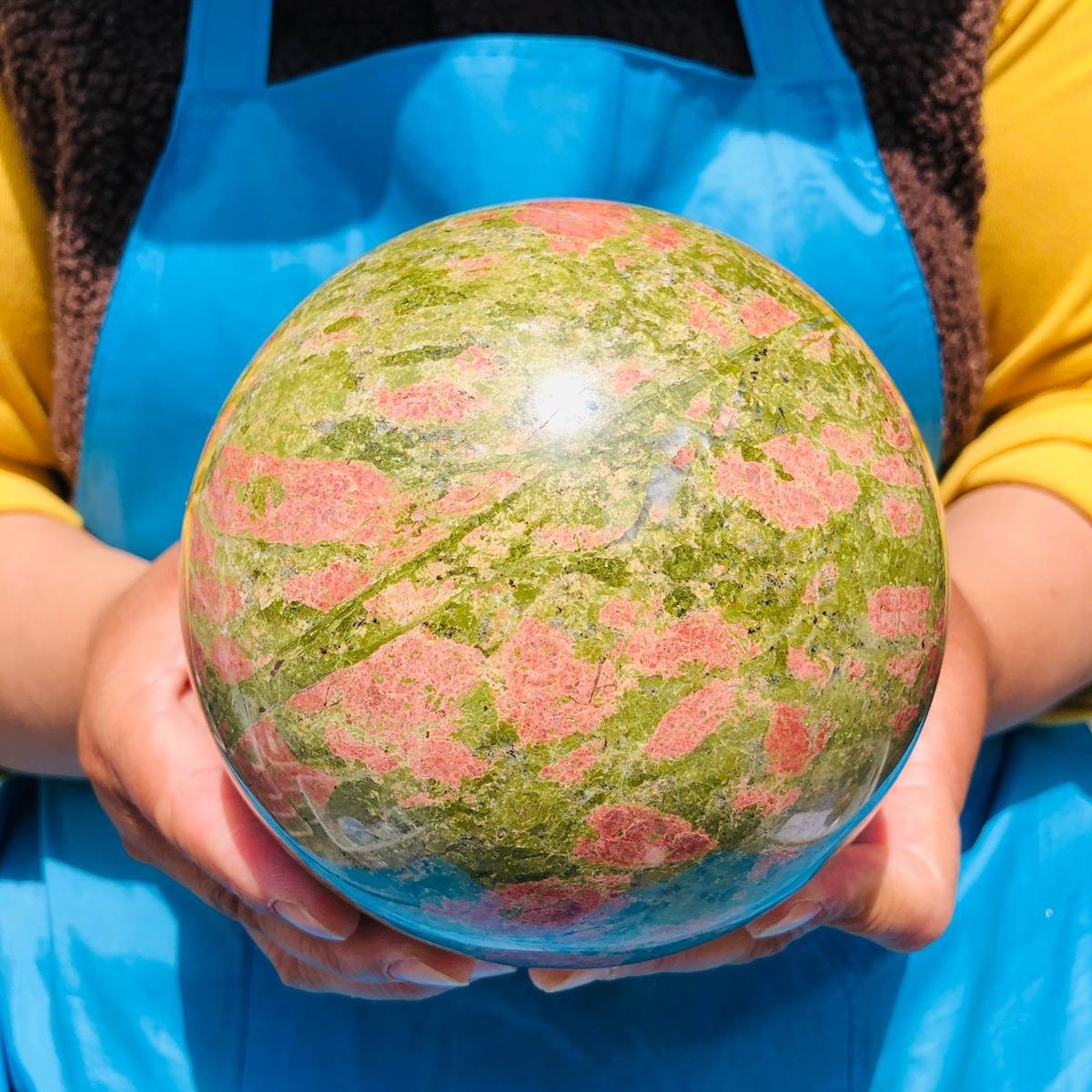 7.1LB Natural flower green treasure ball Sphere Crystal Healing Decor Ball