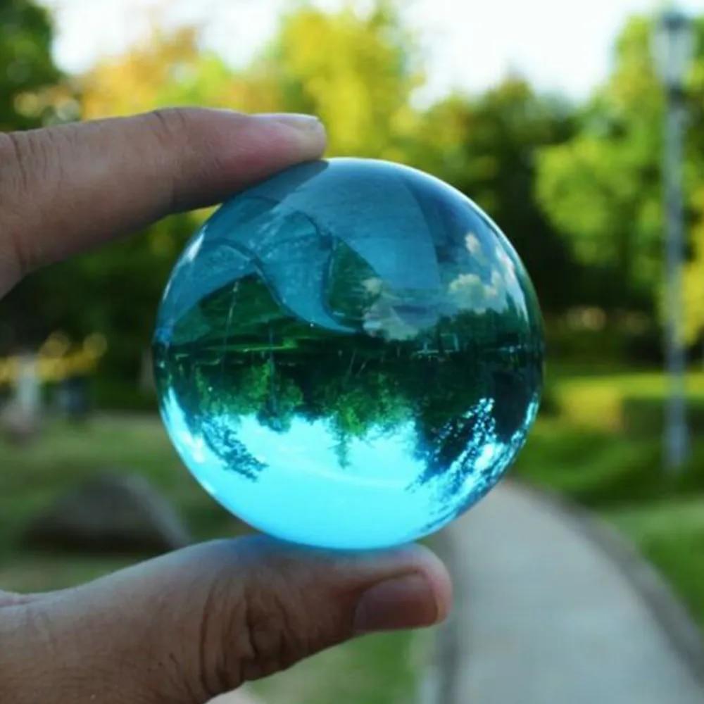 40mm Asian Rare Natural Quartz Sea Blue Magic K9 Crystal Healing Ball Sphere
