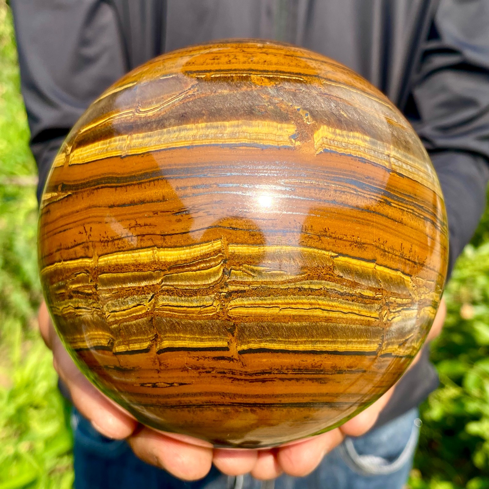 5.37LB Large Natural Tiger Eye Stone Crystal Ball Quartz Healing Sphere Décor