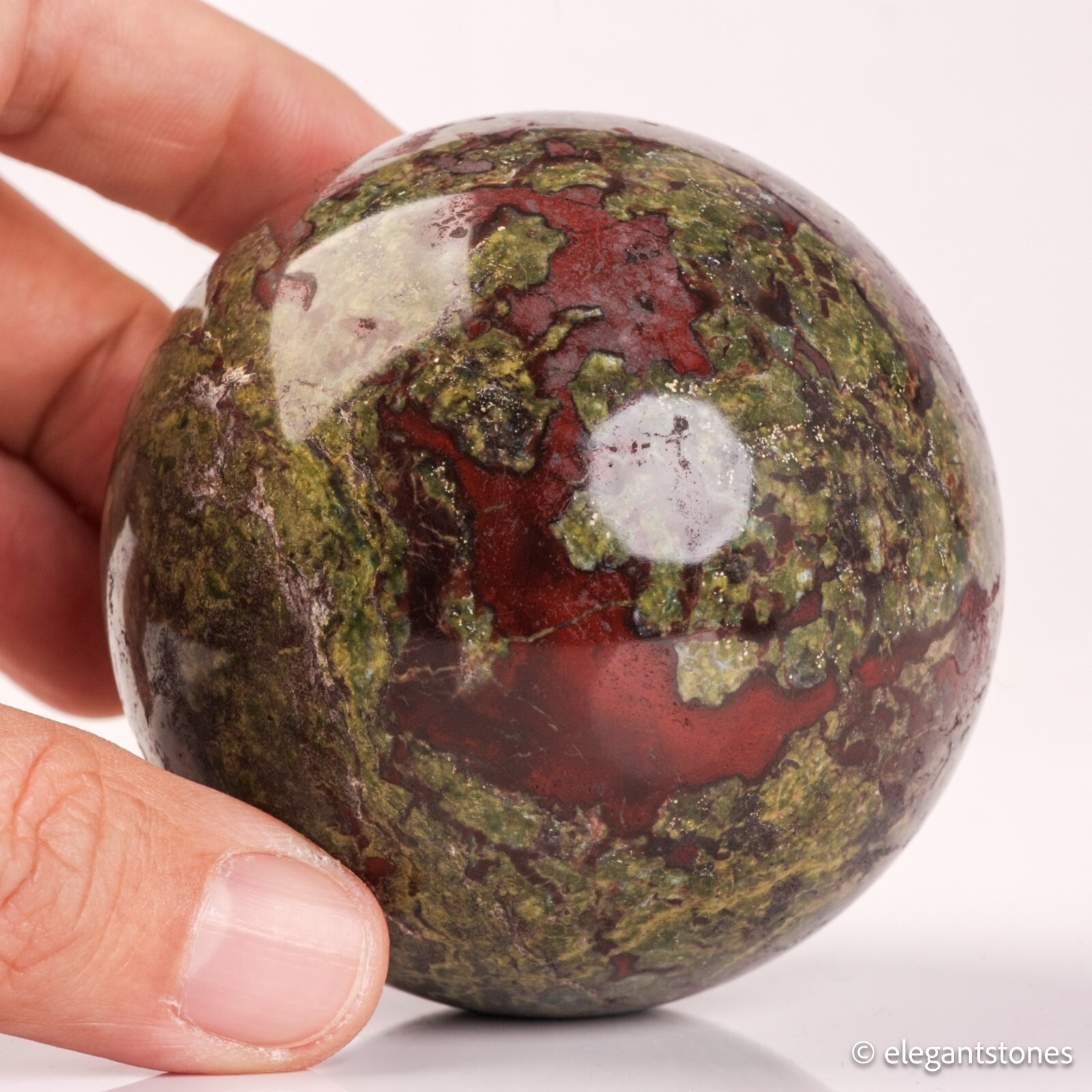 495g68mm Dragon Blood Sphere Crystal Ball Stone Quartz Reiki Healing Jasper