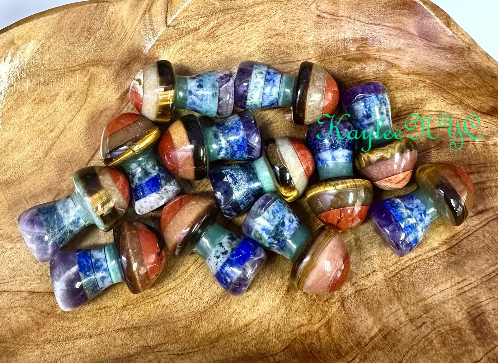 Wholesale Lot 12 PCs 35mm Chakra Mushroom Crystal Healing Energy