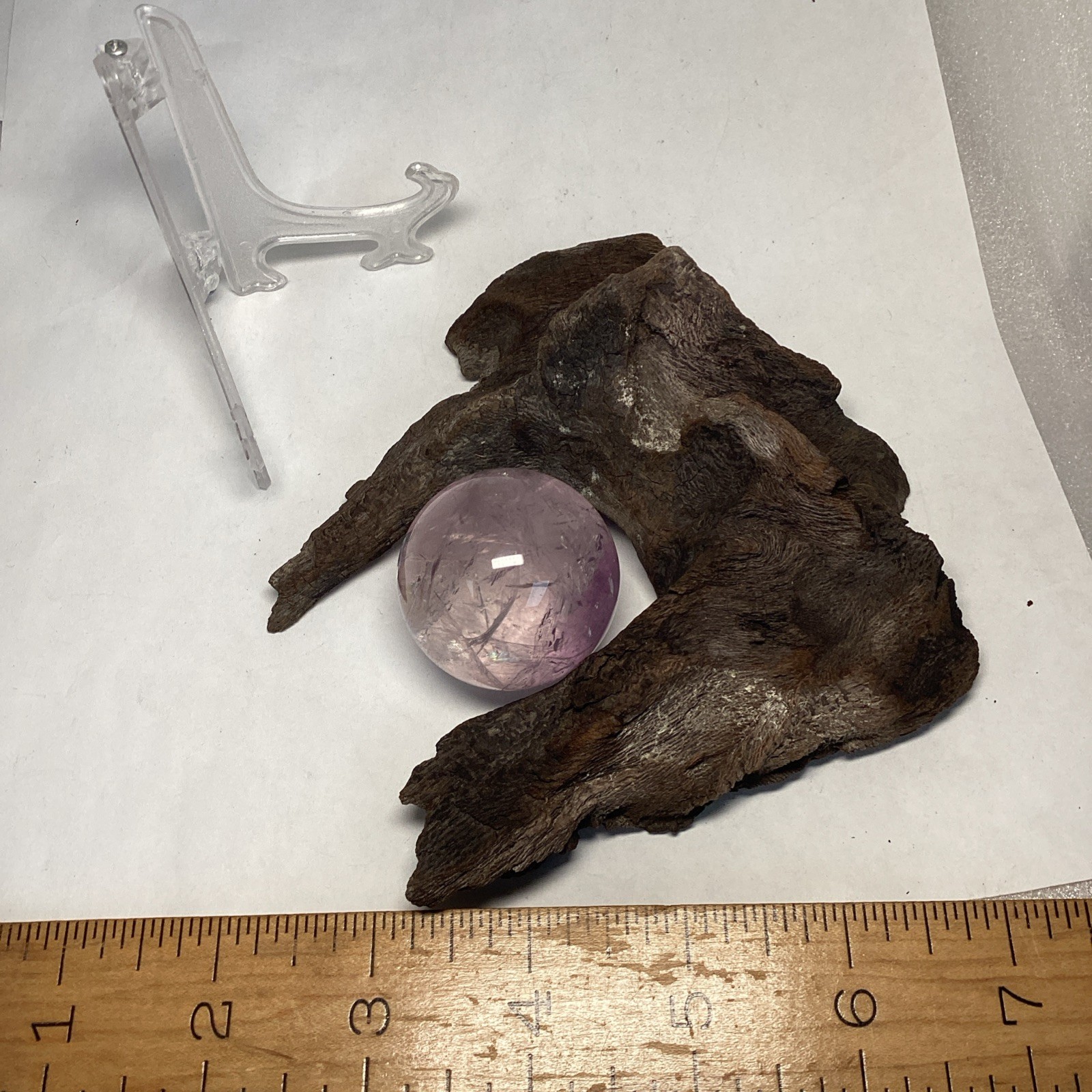42 mm Amethyst Sphere On Natural Driftwood Stand