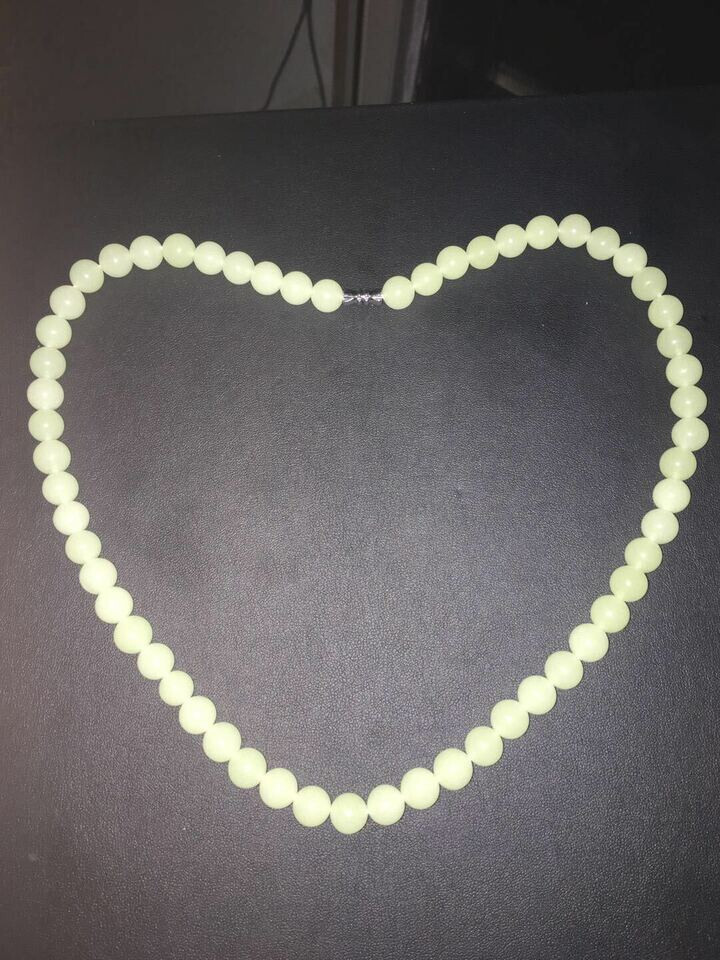 1pcs 10mm “Glow In The Dark” Luminous Stone Rounds Beads Necklace18 inches