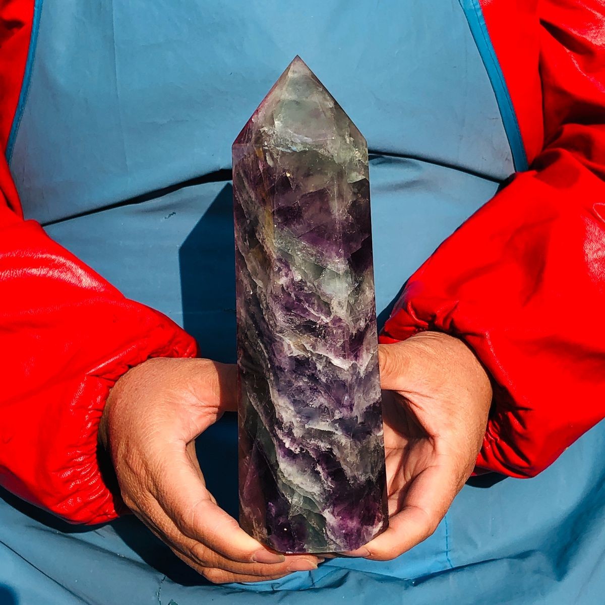 2pcs 5.72LB Natural Colourful Fluorite Obelisk Quartz Crystal Tower Healing