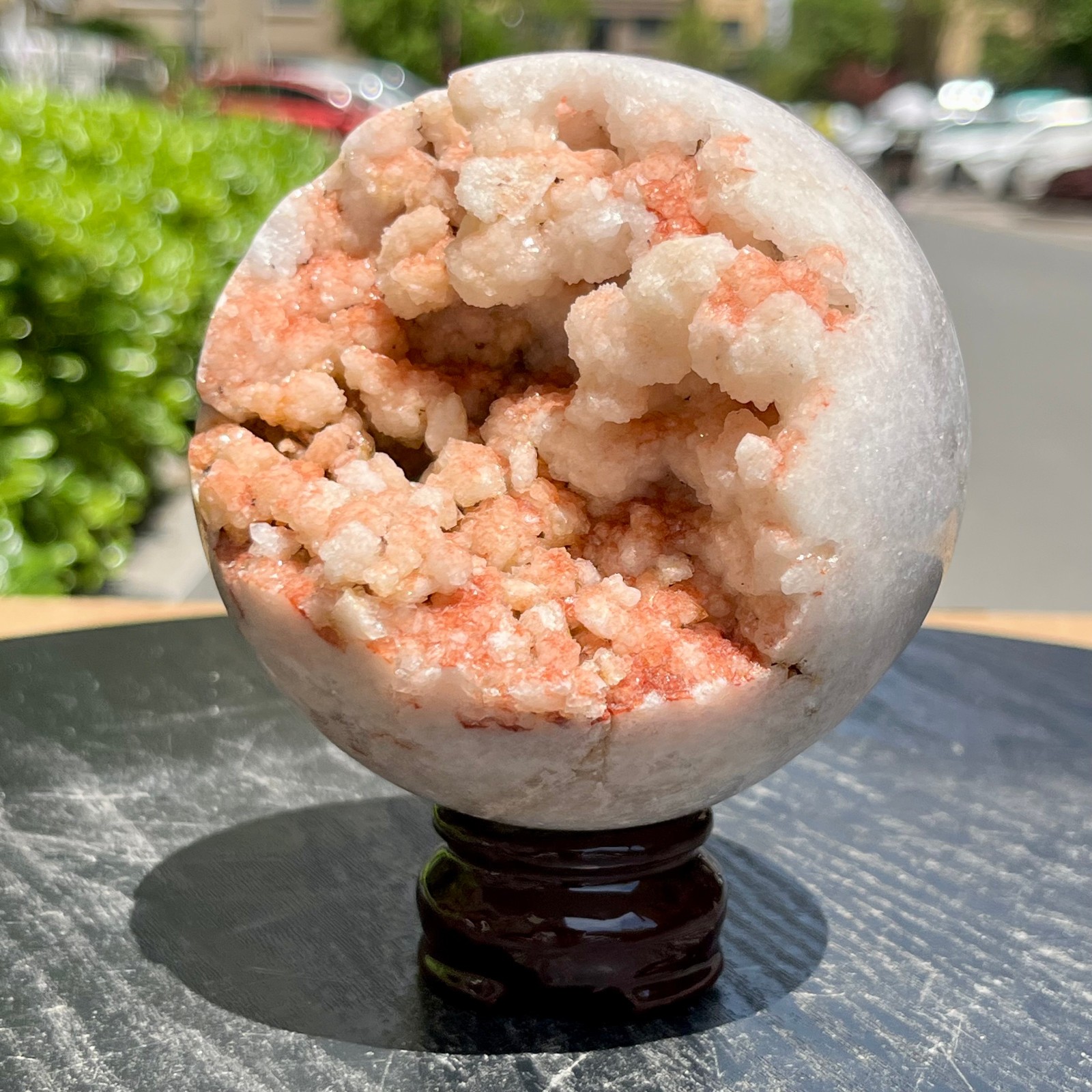 Pink Amethyst Geode Sphere Home Office Desk Decor Ornament Feng Shui Gift 940 g