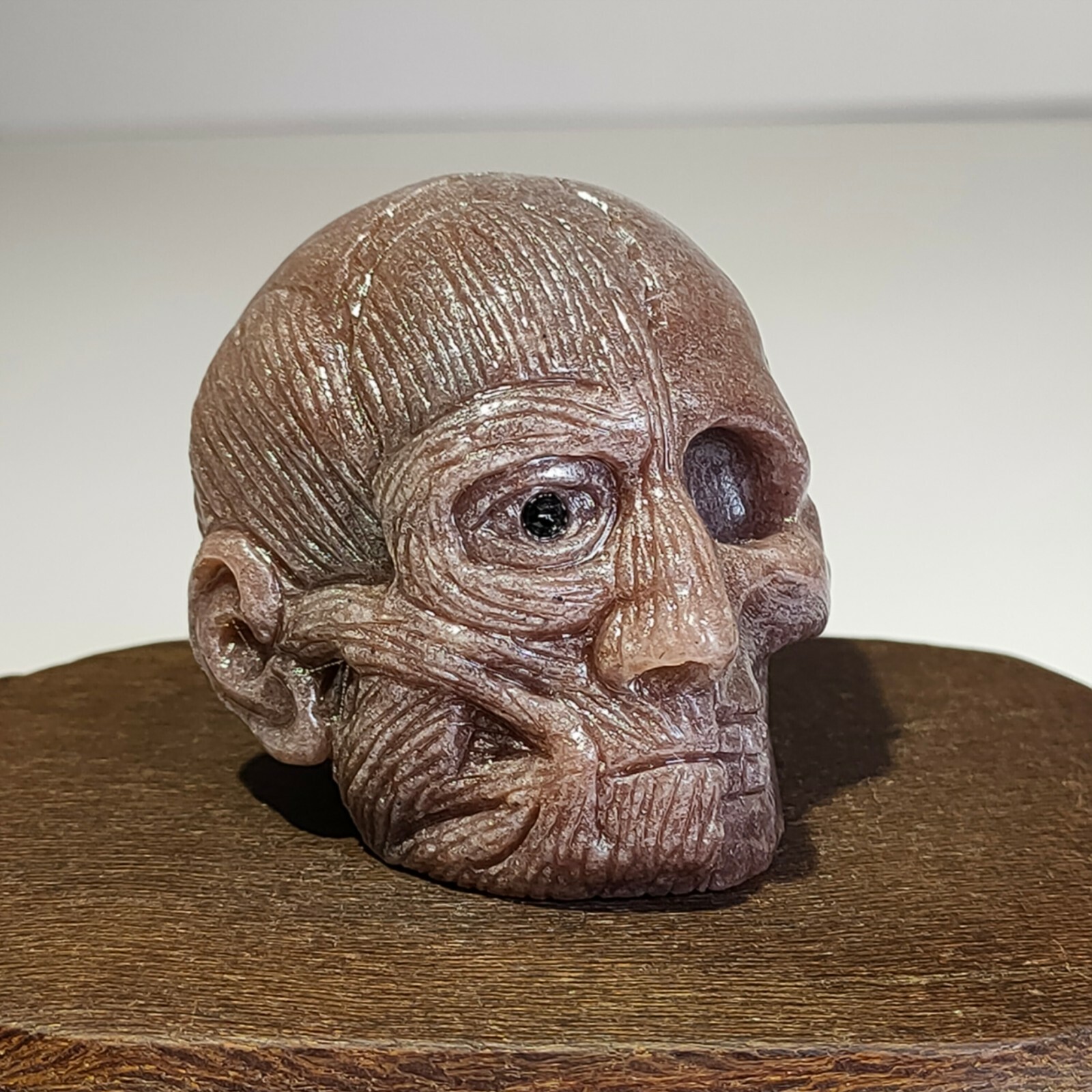 Natural quartzite, rough mineral stone, handmade sculpture,Human face, skull