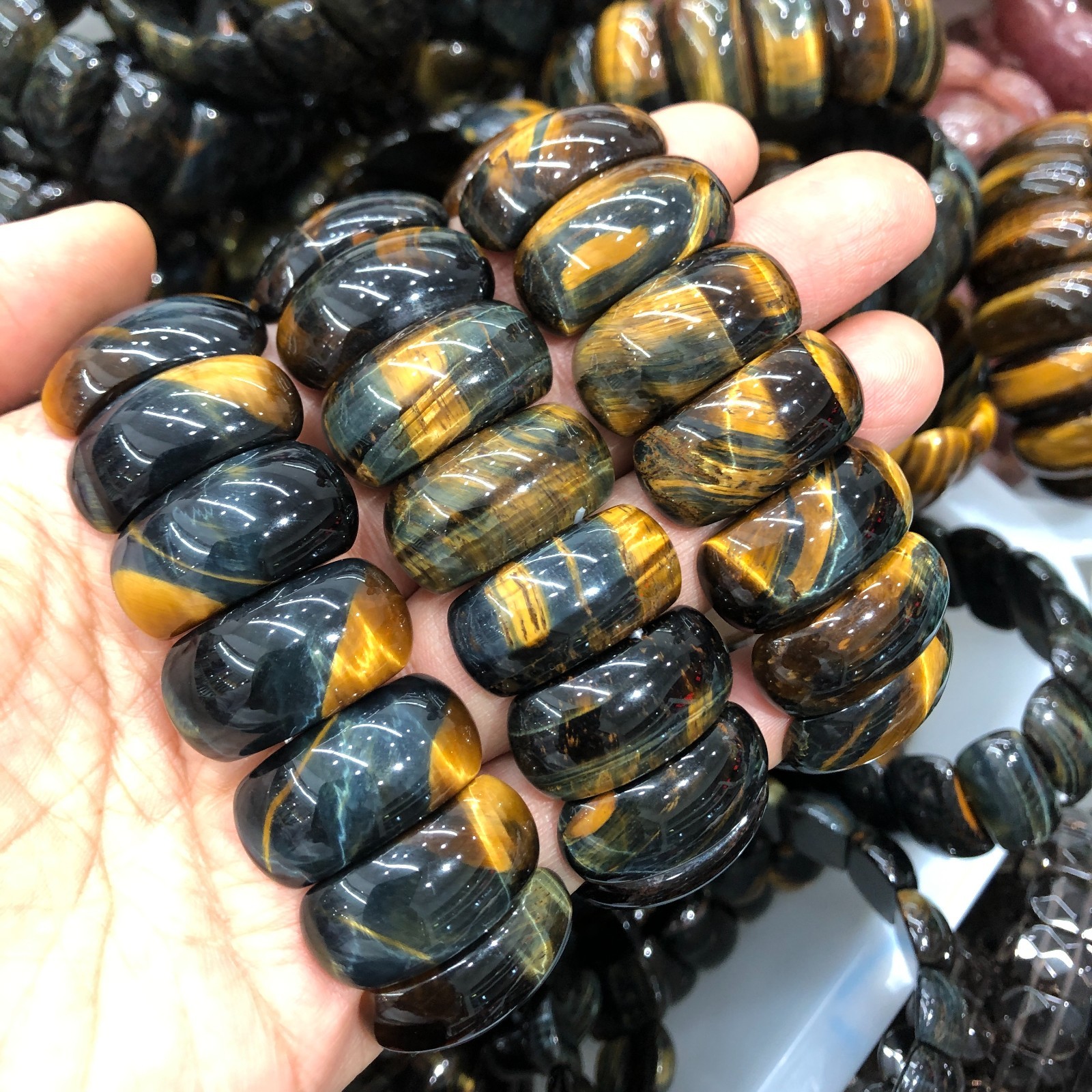 1Pcs Natural Tiger’s Eye Stone Bracelet Brown Gemstone Stretch Bracelet Handmade