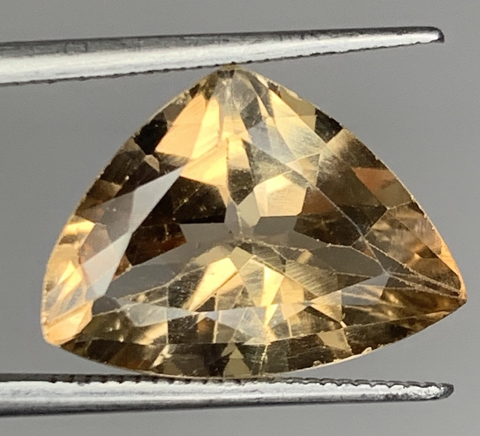 6.95Ct Beautiful Natural Brown Color Topaz Triangle Cut From Skardu Pakistan
