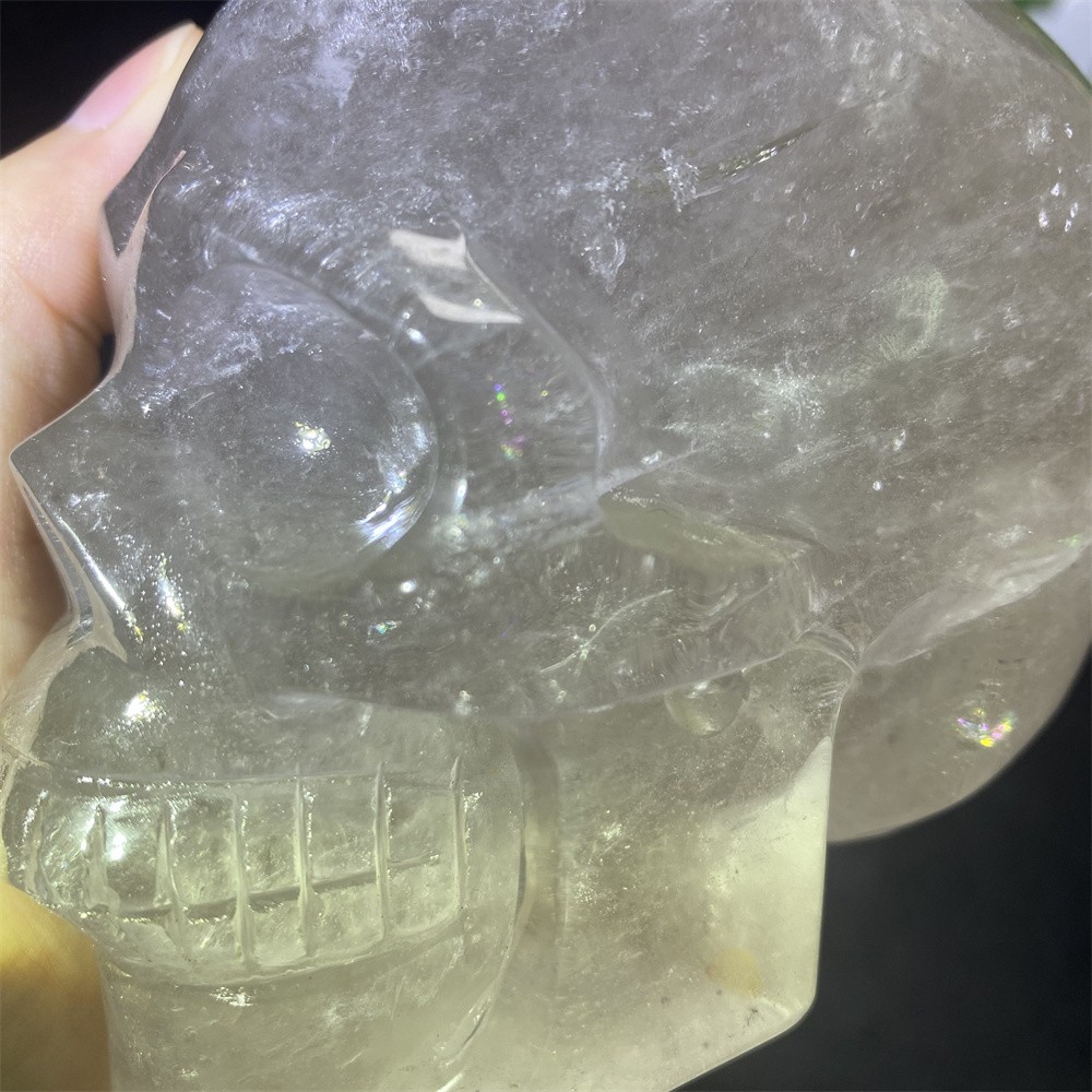 1.9LB 4.2″Natural A+Smoky Quartz Skull Statue Crystal Carving Reiki Heal Decor